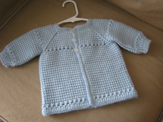Crochet Baby Boy Sweater Blue MADE TO ORDER Tunisian