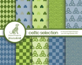 St Patrick's Day Digital Paper - INSTANT DOWNLOAD - Celtic Paper Pack - Irish Digital Design