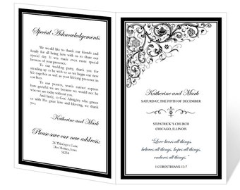 Wedding Program Template Printable INSTANT DOWNLOAD