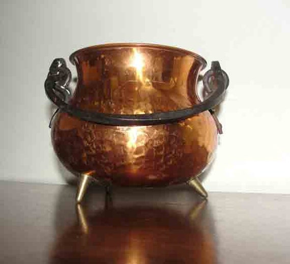 West Germany Small Hammered Copper Kettle Pot 1950s