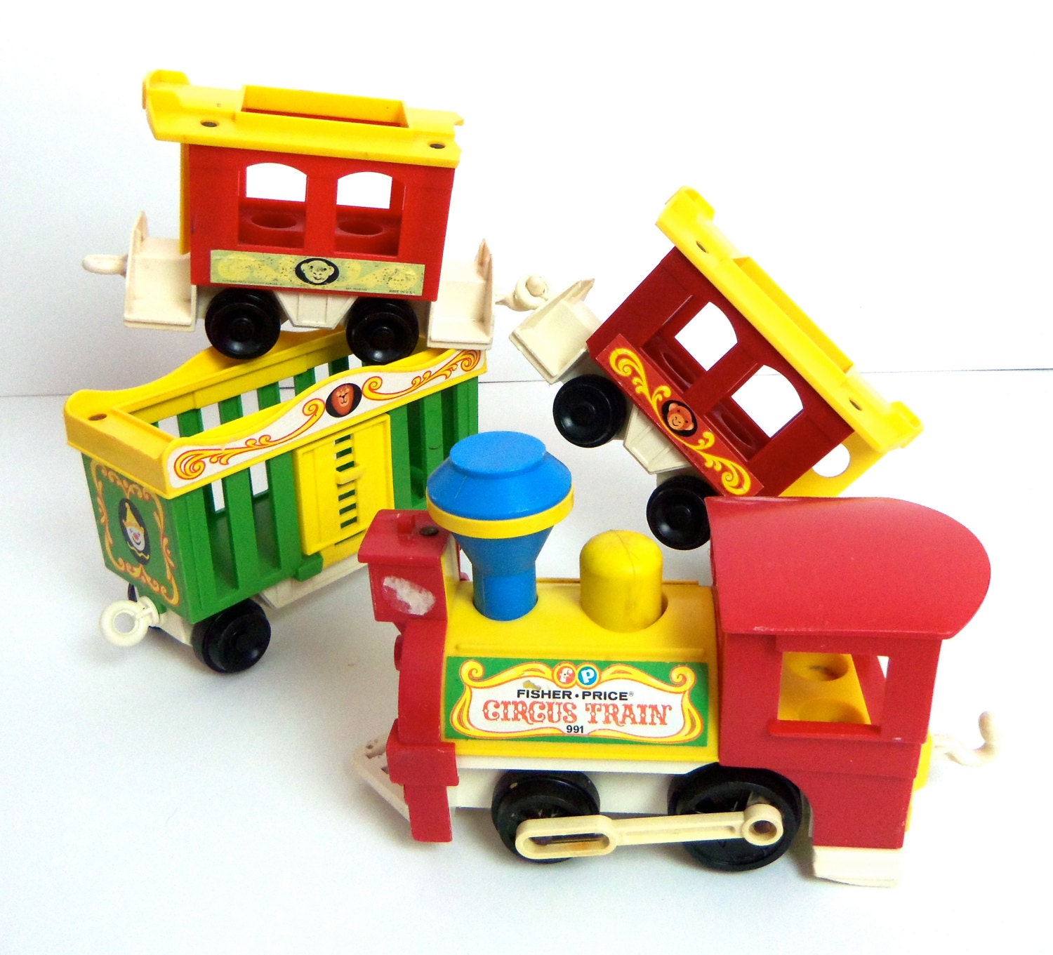 1973 Fisher Price Circus Train no. 991 4 pc engine by