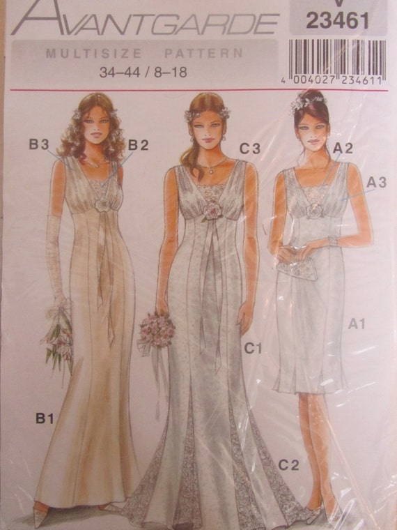 Avantgarde Burda  Wedding Formal  Dress  Pattern  V23461 size