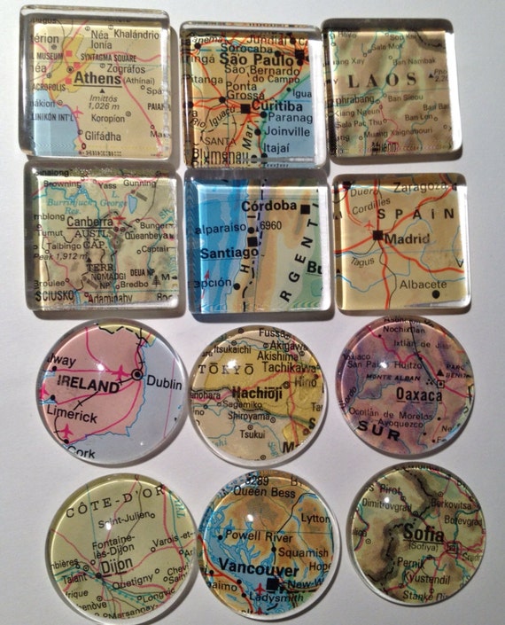 Glass Fridge World Maps set of 6 1 Wedding by LilandJill