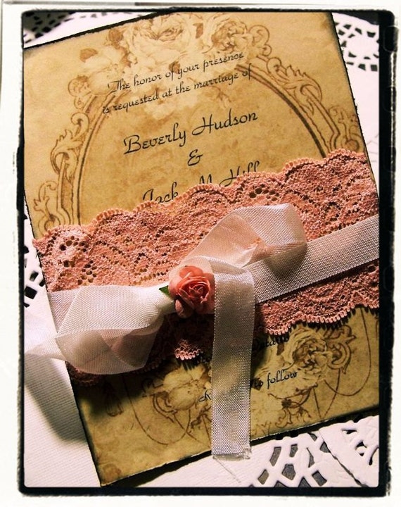 High end Peaches and cream lace collection wedding / bridal shower invitation