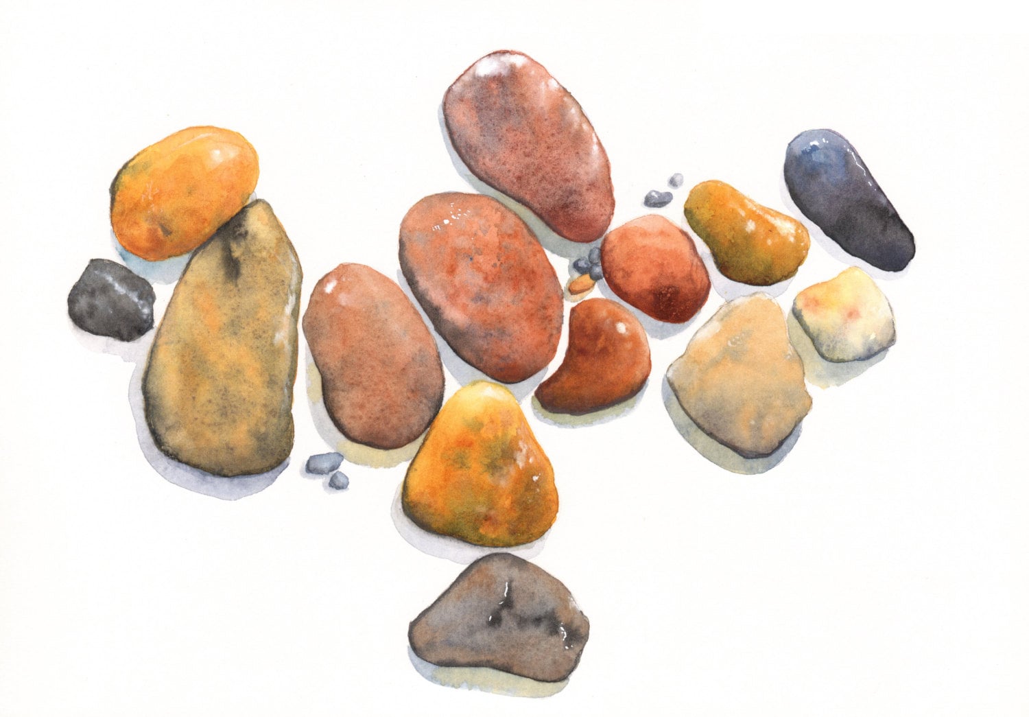 Beach Rocks watercolor painting R084 print of by LouiseDeMasi