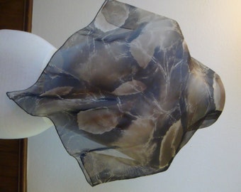 Vintage Sheer Leaves Small Square Scarf Tan