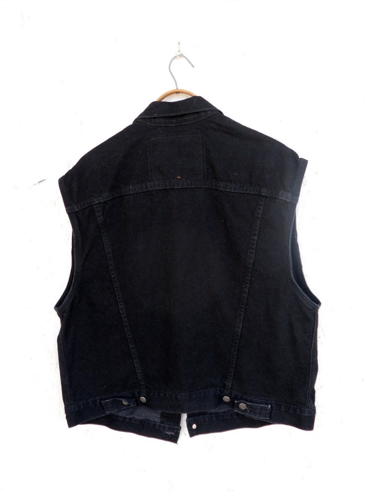 Vintage Levi's Vest . Black Denim Sleeveless Red Tab XL