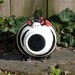 Zebra striped Ceramic Piggy Bank with pink bow