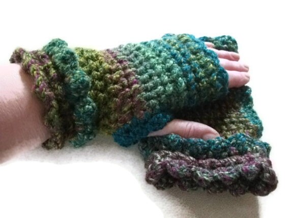 Crochet Fingerless Mittens/Gloves with by UniquelyYourDesigns