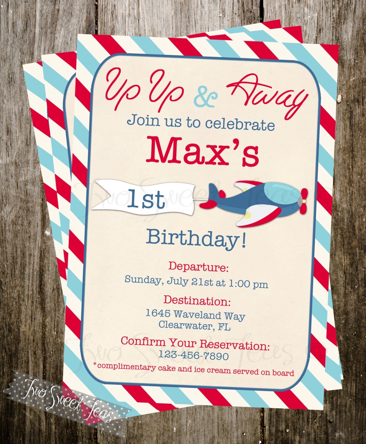 Airplane vintage Invitation plane pilot aviation by 2SweetTeas