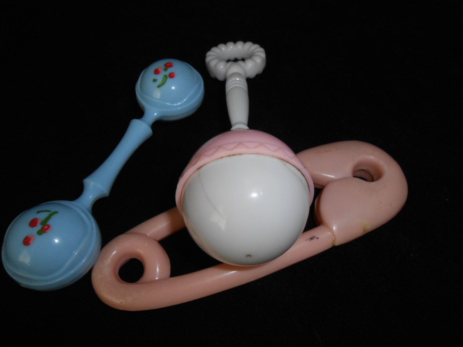 VINTAGE BABY RATTLES antique boy and girl baby rattles estate