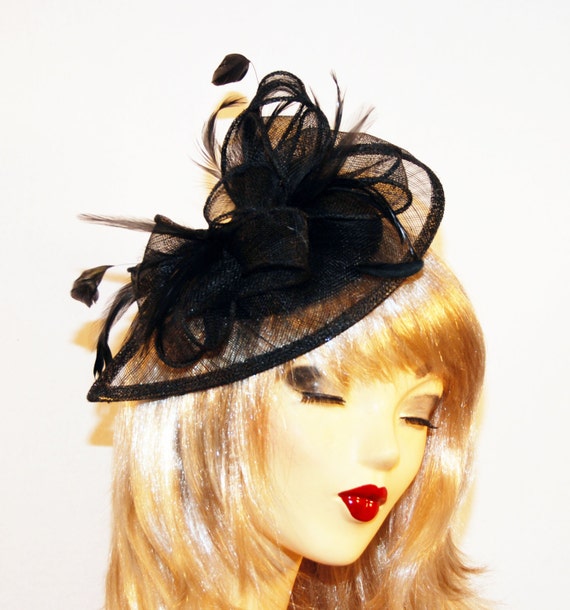 Black Fascinator Hat Black Millinery Hat by MadameMerrywidow