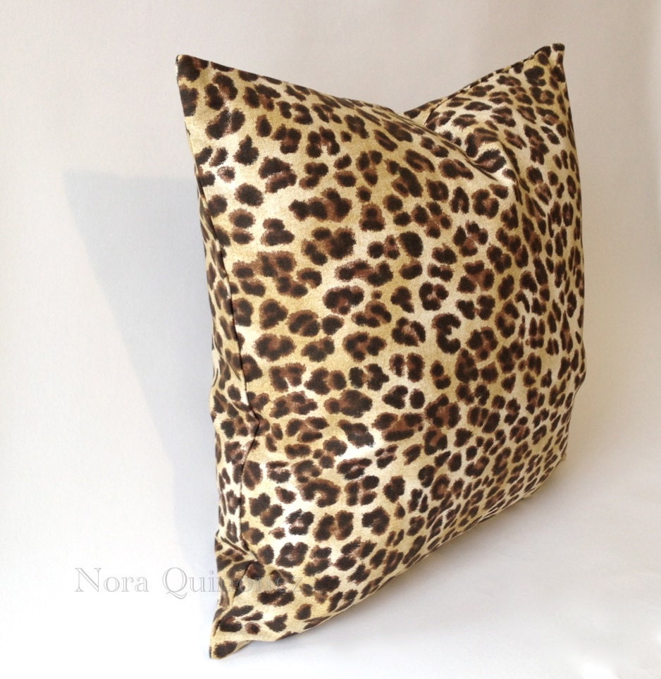 20x20 Leopard Print Decorative Pillow Cover - Medium Weight Cotton- Invisible Zipper Closure ...
