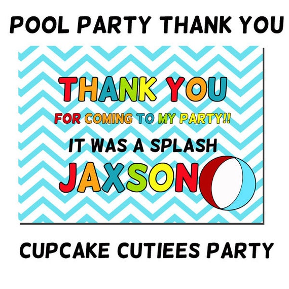 Items similar to Pool Party THANK YoU Digital Custom Invitation Card ...