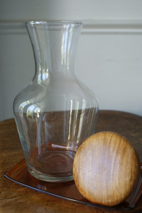 Nightstand water carafe. Simple Utilitarian Glass Pitcher with