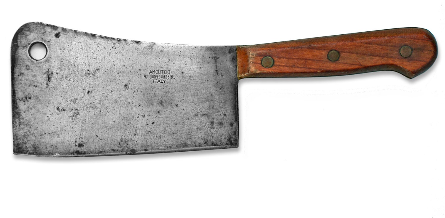 Vintage Butcher Meat Cleaver. AMCUTCO Hot Drop Steel.
