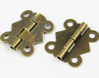 20Pcs Antique Brass Hinge Small Hinge Box Hinge 17x20mm (HINGE05)