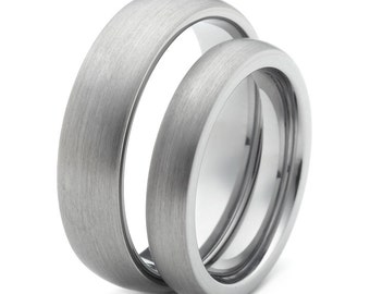 Two Matching Brushed Tungsten Weddi ng Bands Promise Rings ...