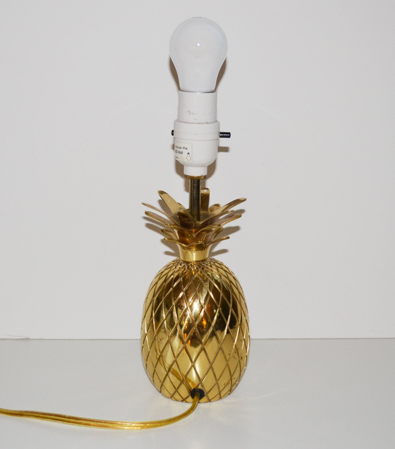 ON SALE Vintage Brass Pineapple Lamp Hollywood Regency Brass