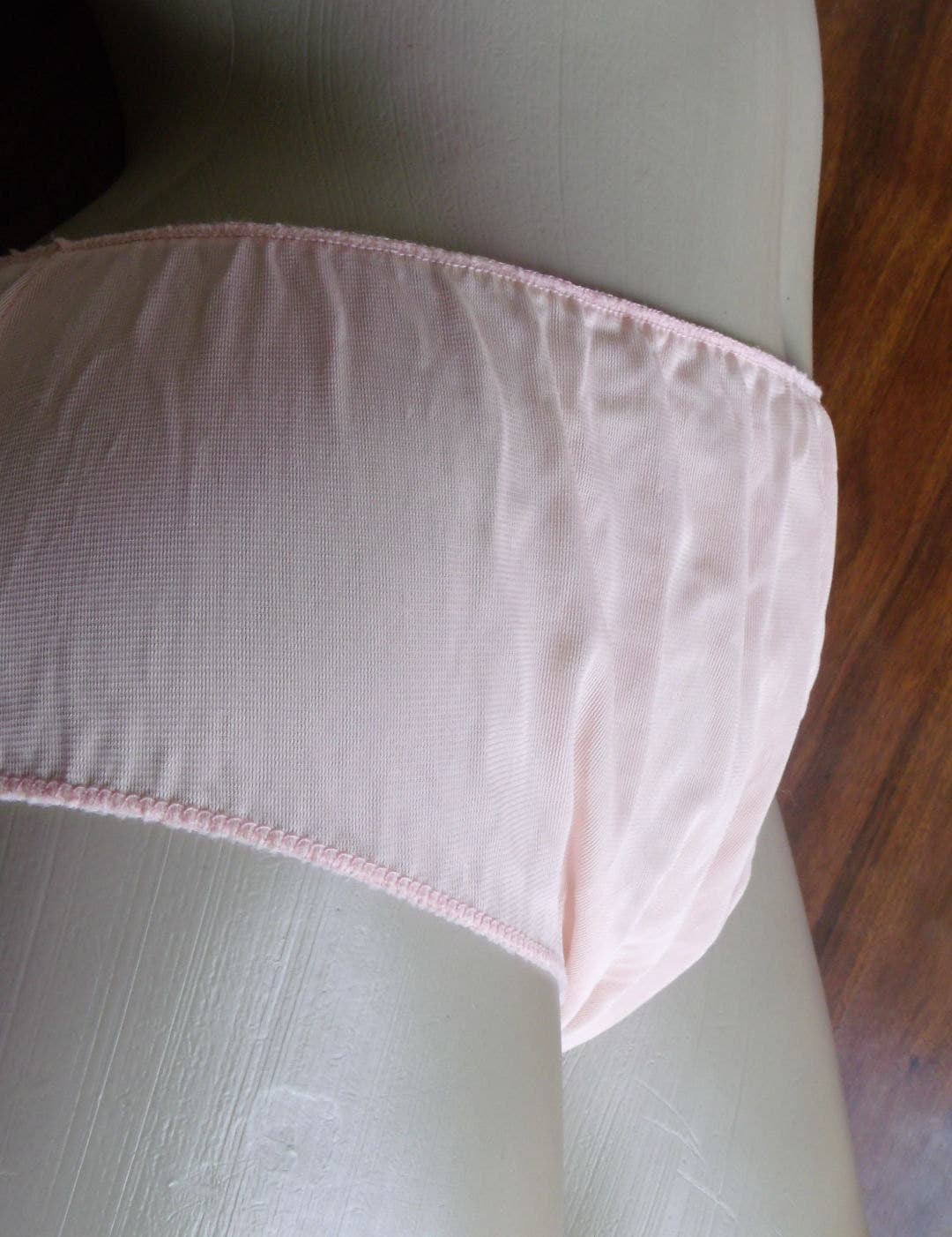 Soft Pink Panties Bikini Briefs Acetate Sheer Wide Gusset 60s