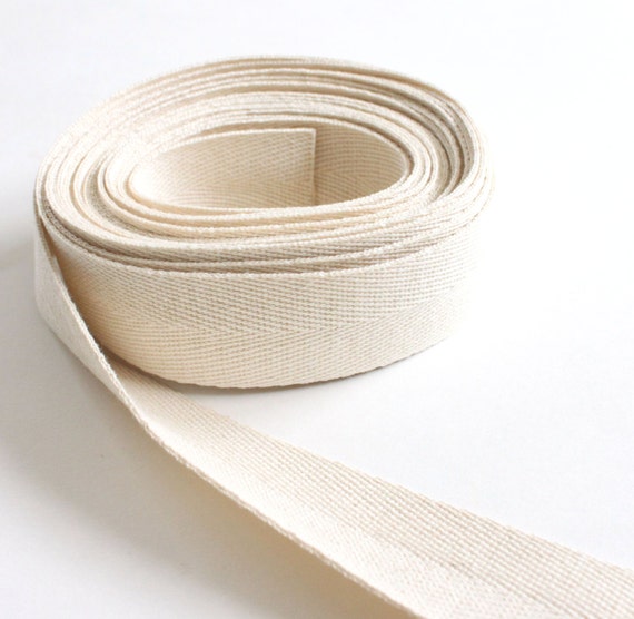 Cotton Twill Herringbone Tape Ribbon in Natural sold by FABITAT