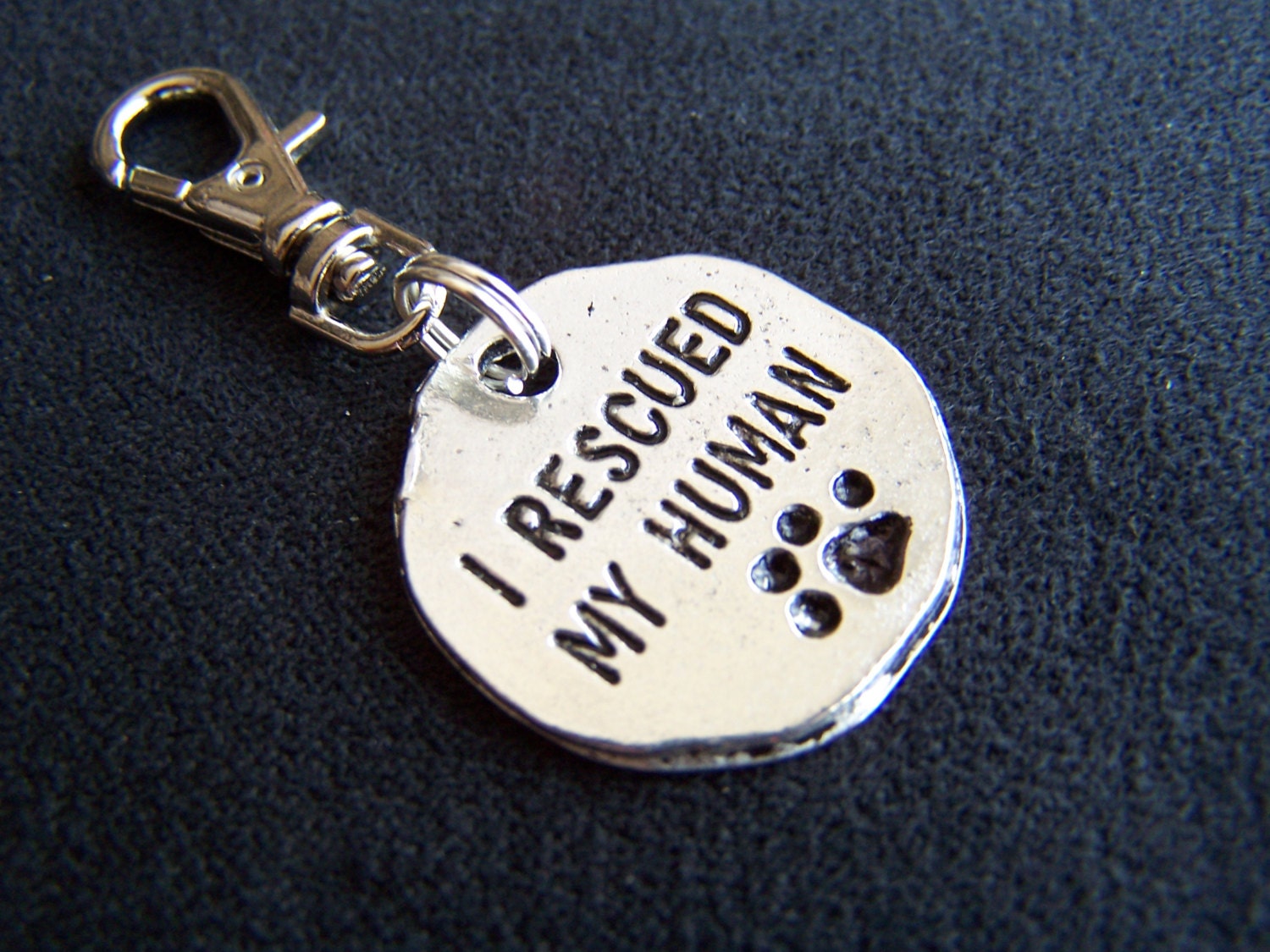 dog Tag I rescued my human Dog tag Dog charm Dog by Frillypaws