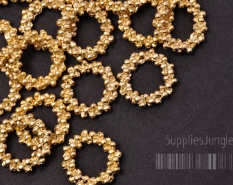 A312-01-MG// Matt Gold Plated Round Bubble Link, 4pcs