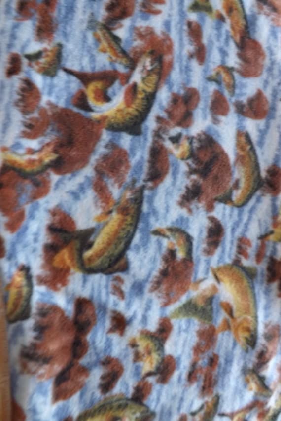 Fleece Fabric BTY Blue with Fish in a stream by MamaBearsFleece