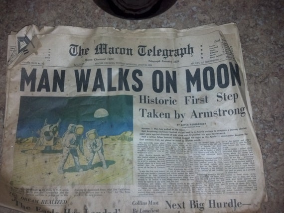 Man Walks on Moon Newspaper