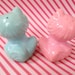 Rare Vintage Kitsch Lovely Pair of Pink and Blue Matching Kitty Cat Salt and Pepper Shakers with Winking Eyes Lugenes Japan