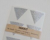 silver glitter large triangle stickers (24 stickers)