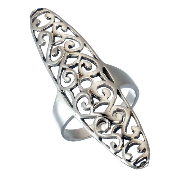 Big Wide Filigree Knuckle Ring 925 Sterling by jewelkingthai
