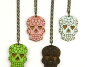 Sugar Skull Necklace - Handmade - Laser Cut