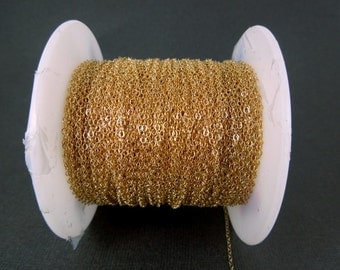 Gold Fill Chain Flat Cable Chain 1.3mm-- By Foot