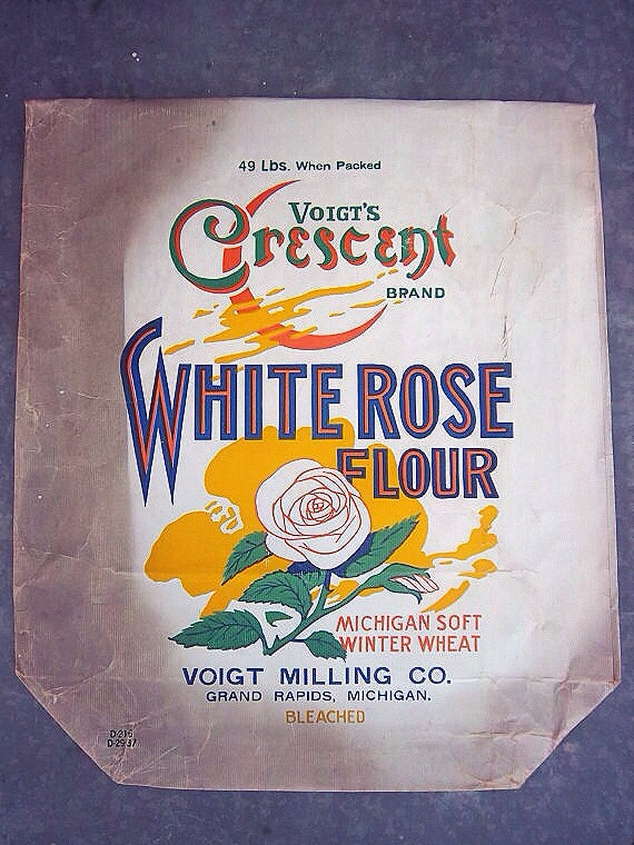 Items similar to Flour Sack White Rose Paper Flour Bag Shabby