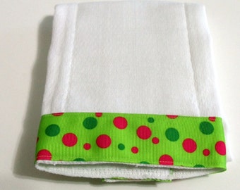 Lime Green Dots Baby Burp Cloth