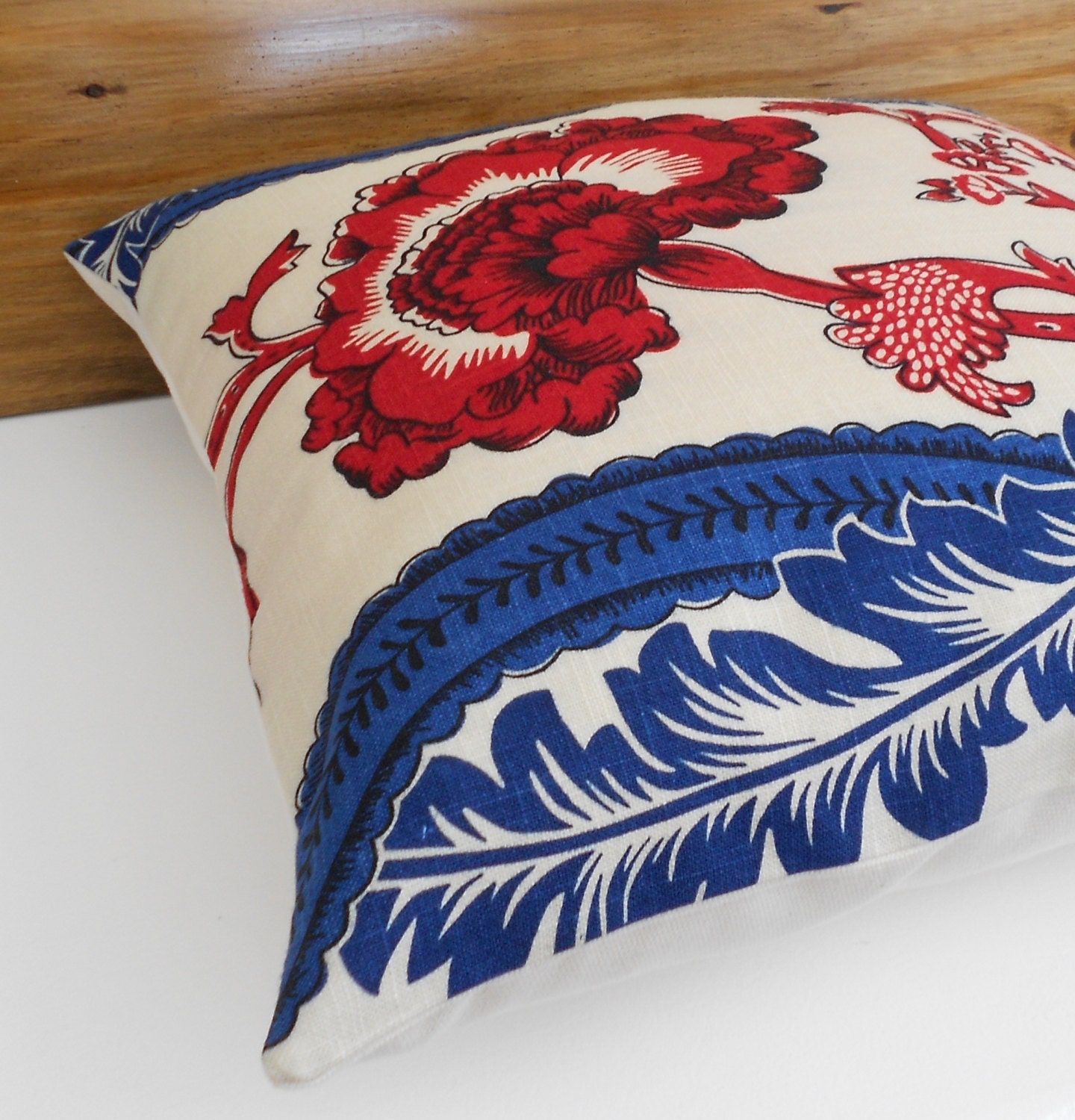 Decorative pillow cover Red and blue floral pillow throw