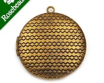 20pcs 32mm Antique Brass Round Lockets Pendant Victorian Style,Brass Lockets,antique lockets for sale C1155