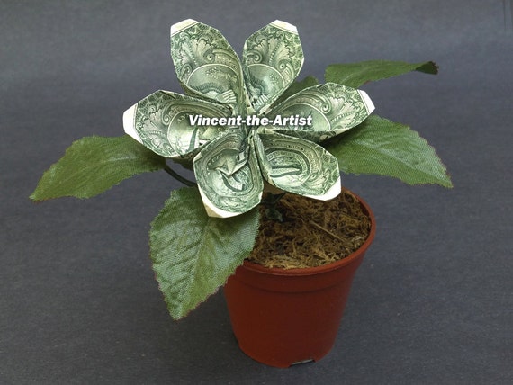 a flower pot origami in bill dollar Unavailable Etsy on Listing