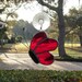 Scarlet Red Waterglass Stained Glass Butterfly 4.5" x 3" Suncatcher from Side view