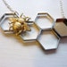 Honey Bee Necklace - Honeycomb Necklace with Bumble Bee by Weirdly Cute Jewelry