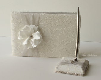 wedding guestbook/ sign in book and pen set