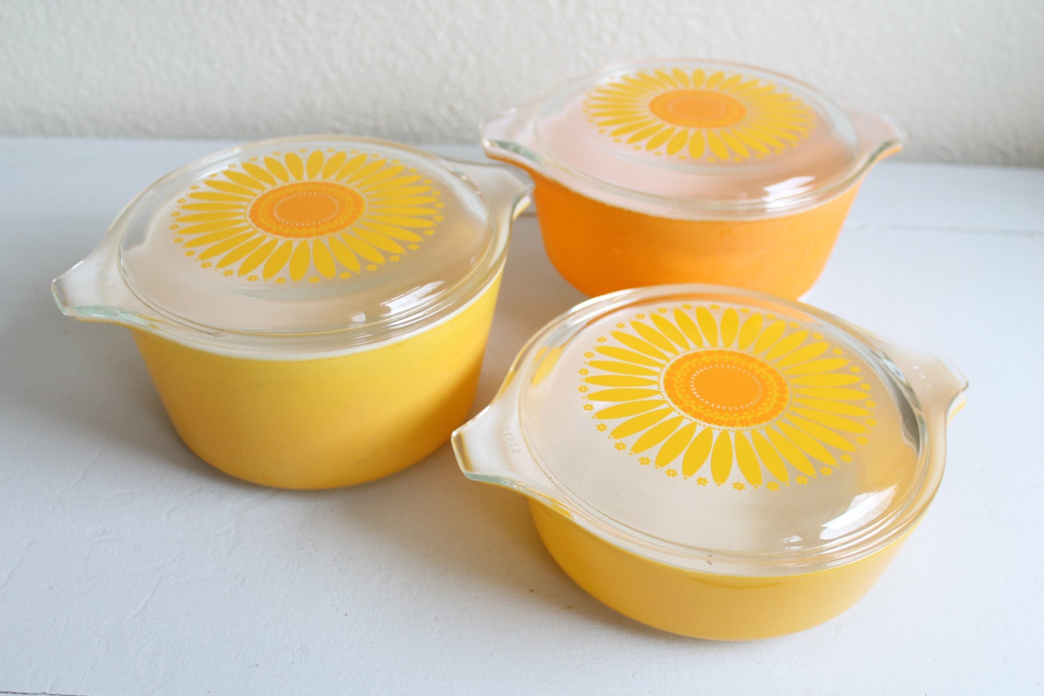 RESERVED-Vintage Pyrex Daisy Sunflower Yellow and Orange