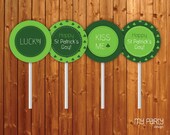 St Patrick's Day Party - PRINTABLE Cupcake Toppers, green shamrock decoration diy digital pdf Il_170x135