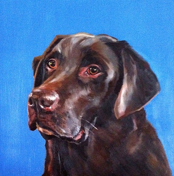 Items similar to Chocolate Labrador - Giclee of Original Oil Painting ...