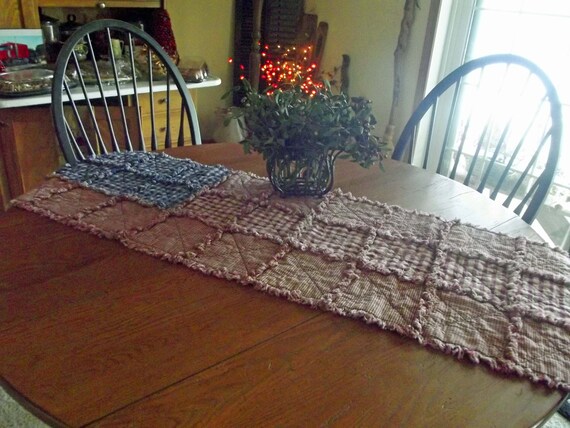 Rustic table runner blizzard christmas Quilt Rag  Flag Runner Table