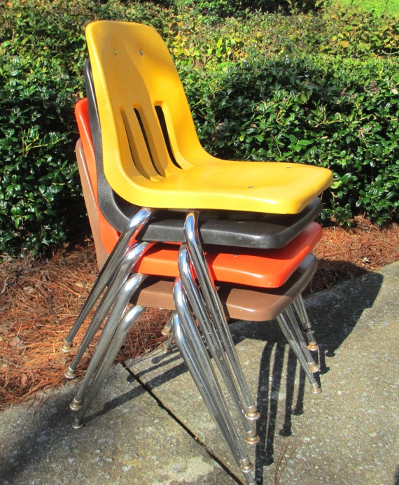 Vintage Molded Plastic Chairs Mid Century Modern Stacking