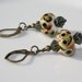 Autumn Color Shades of Green, Brown, and White Lampwork Glass Bead Earrings
