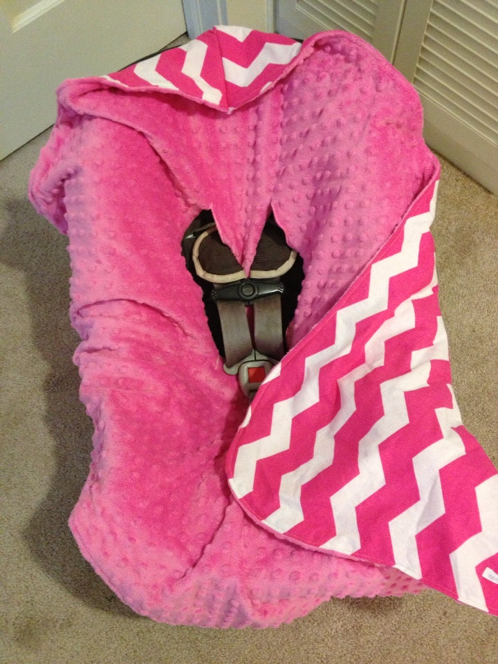 Hooded infant car seat blanket MINKY