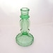 Vintage Art Deco Green Glass Candle Holder , Green Depression Glass, Dressing Table Set, UK Seller